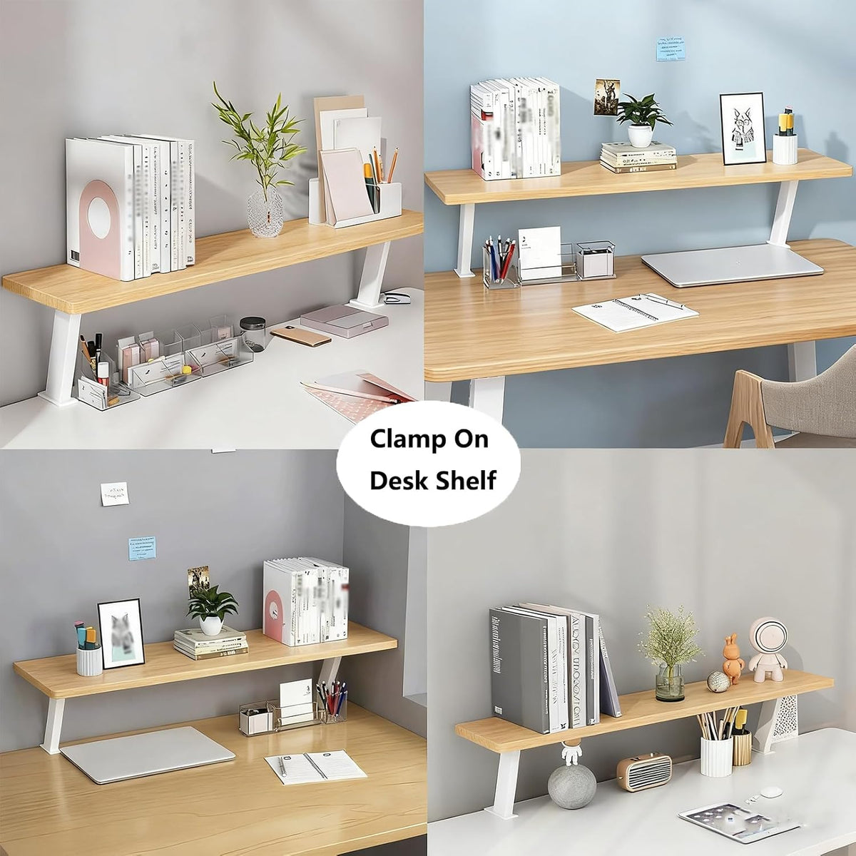 Clamp On Desk Shelf, Adjustable Desktop Extender Storage Organizer