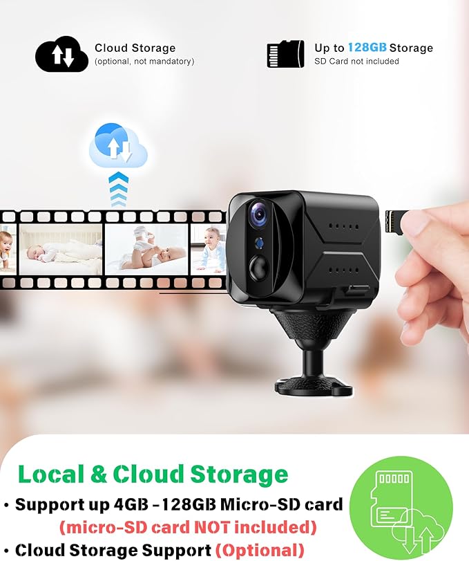 Wireless Indoor Cat Camera, 2K HD Wi-Fi Camera with APP Control, Motion Detection, Auto Night Vision, 100-Day Battery Life, Cloud & SD Storage, Nanny Cam Pet Cameras