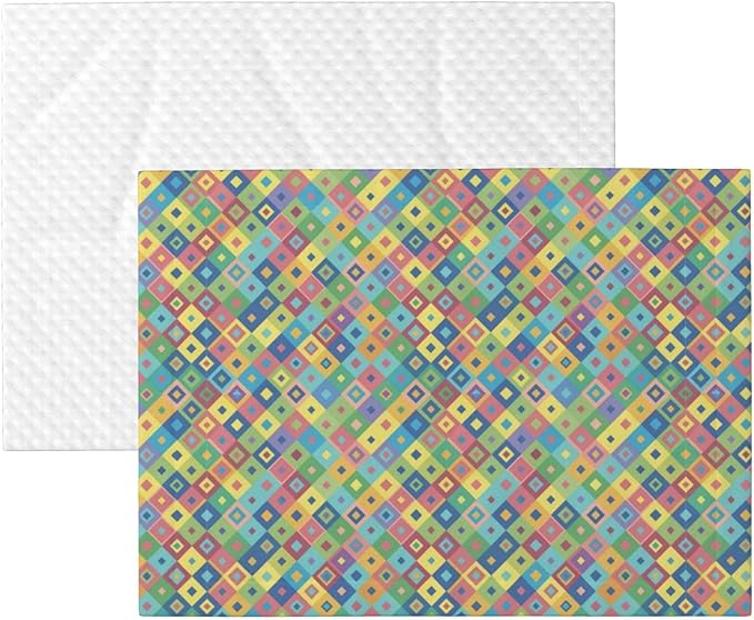 Reversible Plush Dot Pet Blanket for Dogs and Cats, Rainbow Diagonal Plaid, Ultra Soft Two Sided Design with Warm Fuzzy Side and Smooth Side for Comfort