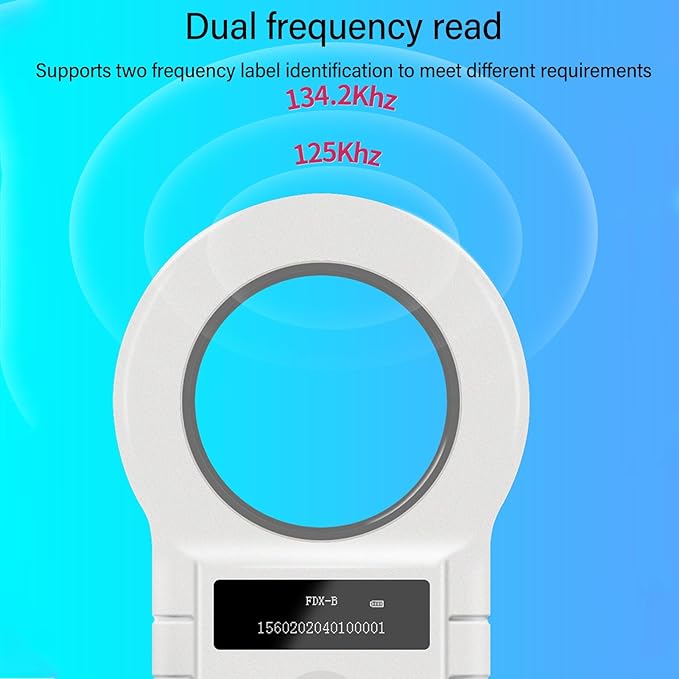 Pet Microchip Reader 134.2k Dual Frequency Portable Pet Chip Scanner Rechargeable Animal Tag Scanner for Pet Shops