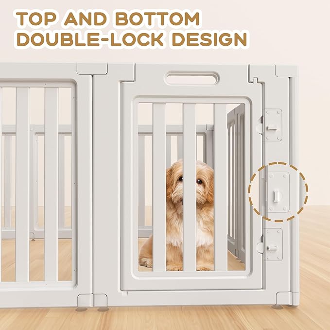 Clear Dog Play Pen,Pet Playpen with Door,Easy to Clean and Install Puppy pens for Both Indoor and Outdoor use (White, 30.3 inch Height, 12 Panels)