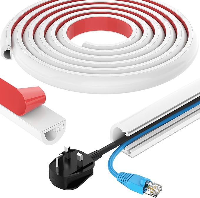 78 Inch Wall Cord Hider, Silicone Self Adhesive Cable Hider Cord Cover, Flexible Wire Covers for Cords Cable Cover Cable Concealer for Wires W0.59” H0.39” White
