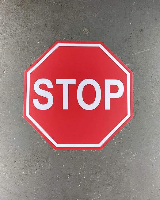 "Stop" Durable Laminated Vinyl Floor Sign- Sign by Graphical Warehouse- 5S Safety and Security Signage, Visual Communication Tool (16")