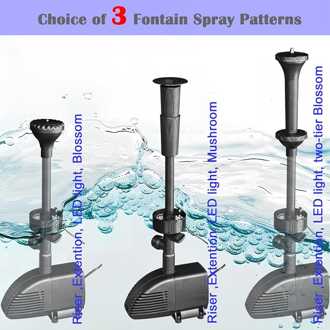 Pond Filter with Pump Fountain Kits, Submersible Pump Pond Fountain Koi Pond