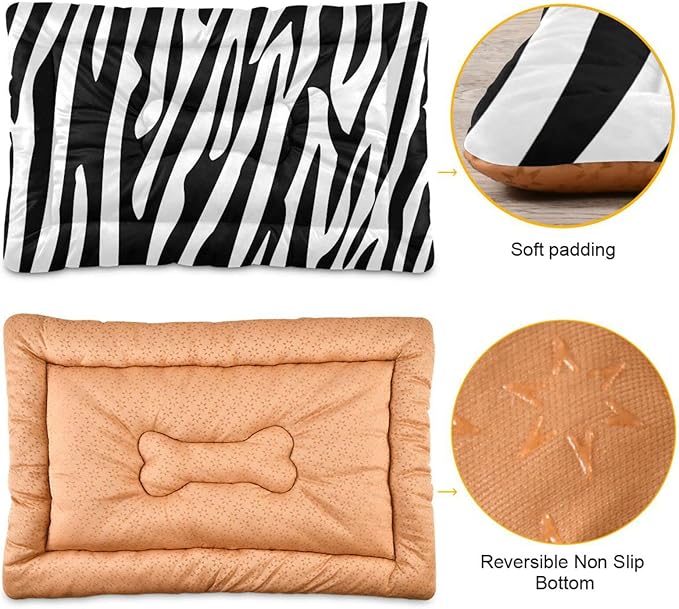 Pet Bed Zebra Stripes Dog Bed Mat Absorbing Non Slip Pad Pet Sleeping Mat for Small, Medium, and Large Dogs Puppy Cat 36 in x 24 in