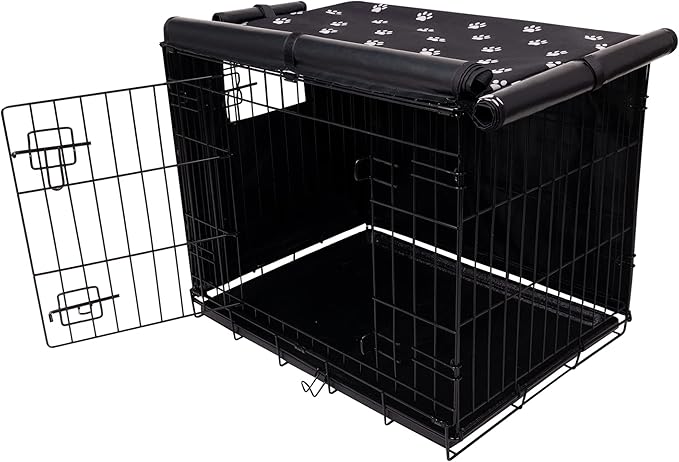 Pet Prime Dog Crate Cover for Wire Cages 24 30 36 42 48 Inch Outdoor Pet Kennel Cover Machine Wash & Dry (Cover Only) (24 Inch Crate Cover (24"x18"x19"))