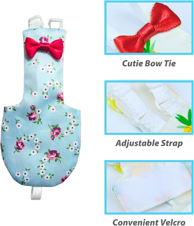 UKJENT Bird Diaper Protective Parrot Nappy - 2 Pack, Reusable Flight Suit with Waterproof Inner Layer, Washable Cute Urine Wet Suit for Cockatiel Monk Parakeet Sun Parakeet Lory(S)