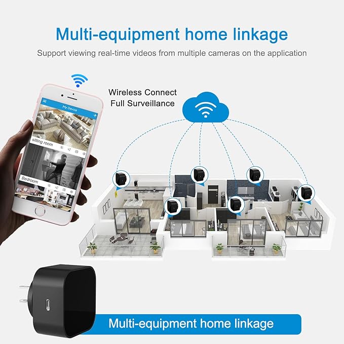 LIZVIE WiFi Spy Camera Charger - Remote View - 2.4G WiFi - Premium HD 1080P - Best Mini Camera for Pets Nanny - Real Time Monitoring - Wide-Angle 170° - iOS Android