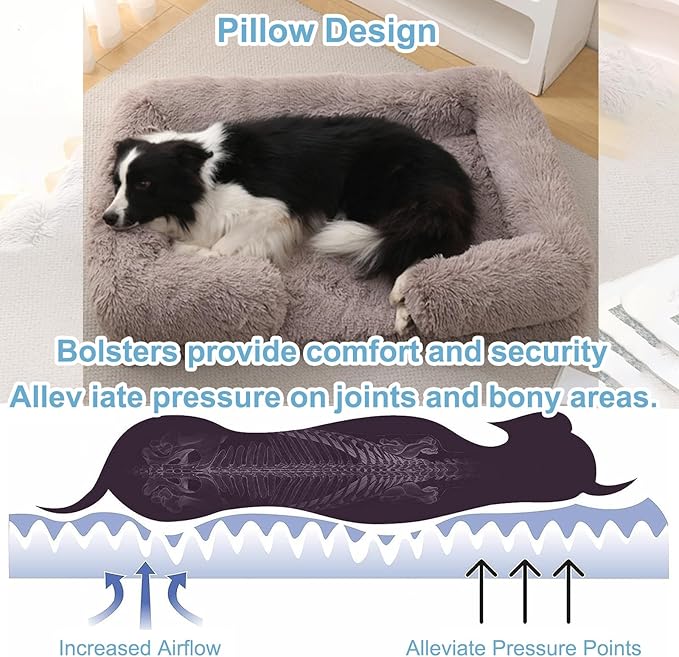Dog Beds Large Sized dog Orthopedic, Sofa Dog Bed with Waterproof Lining and Nonskid Bottom, Rectangle Washable Dog Bed for Medium Small Dogs and Cats Comfortable ( Color : Brown2 , Size : 51 x 35" )