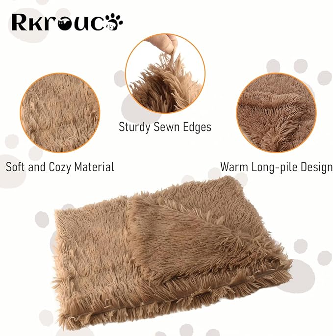 Pets Bed Blanket Dogs Reversible Soft Dog Throw Blankets Cats Mat Sleeper Fuzzy Pet Couch Covers Washable Cat Puppy Cover for Beds Car Sofa Travel Double Sided Furniture Protection (Light Brown,S)