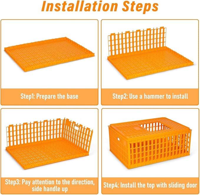 Poultry Carrier Crate Plastic Chicken Transport Crate Carrier Cage for Poultry Chicken Bird Duck