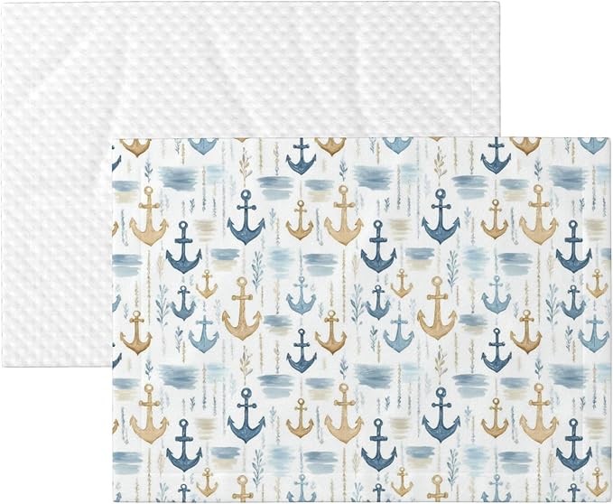 Waterproof Dog Blanket Soft Pet Blanket for Puppy Cat, Fleece Cat Throw Blankets for Furniture Bed Couch Sofa Reversible - Nautical Anchors 1