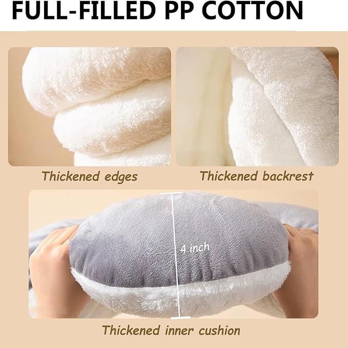 Cat Bed for Indoor Cats, Dog Bed with Anti-Slip Bottom, Rabbit-Shaped Cat/Small Dog Cave with Hanging Toy, Puppy Beds with Removable Cotton Pad, Super Soft Calming Pet Sofa Bed (Gray, Medium)