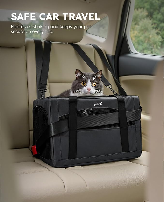 Pecute Cat Carrier Stable XL, Pet Carrier Breathable and Portable, Cat Carriers Bag with Scientific Hidden Partition, Dog Carrier Suitable for Travel and Outing, Gray
