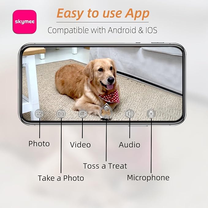 Dog Camera Treat Dispenser,WiFi Full HD Pet Camera with Two-Way Audio and Night Vision,Compatible with Alexa (2.4G WiFi ONLY) (Petalk AI)