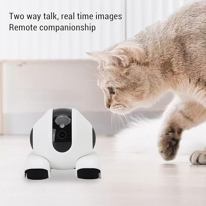 Pet Camera, 1920x1080 HD 2 Way Talk Motion Detection Auto Cruise 360 Rotation, with 6 Actions 8 Sounds for Cats and Dogs, APP Control Storage Indoor Security Camera (32G)