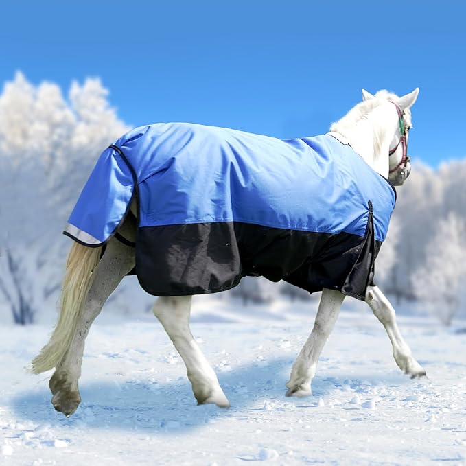 78” Winter Horse Blanket, 1200D Waterproof Poly Horse Turnout Blanket, Durable Tear-Resistant Thick Horse Blanket with Snuggit 220g Filling, Breathable Warmth Turnout Blankets for Horse