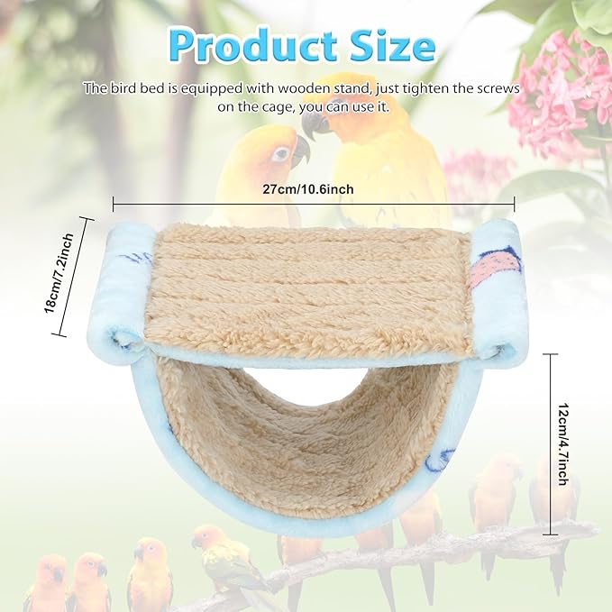 BWOGUE Winter Warm Bird Nest Bed Hanging Hammock Snuggle Hut Parrot House Tent Toy Bird Cage Perch for Parakeet Budgies Cockatiels Lovebird Cockatoo Finch Hamster Chinchilla Guinea Pig