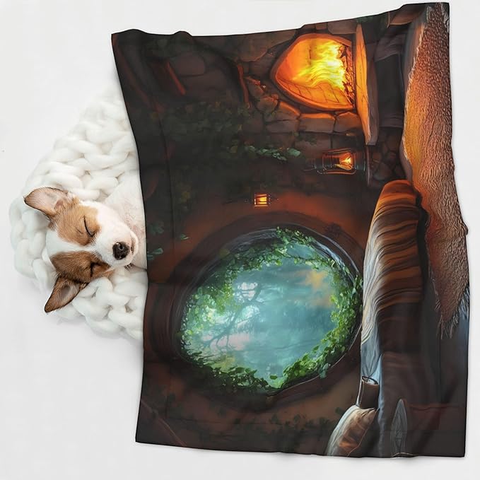 Waterproof Dog Blanket Soft Pet Blanket for Puppy Cat, Fleece Cat Throw Blankets for Furniture Bed Couch Sofa Reversible - Cozy Tree Hole Cabin