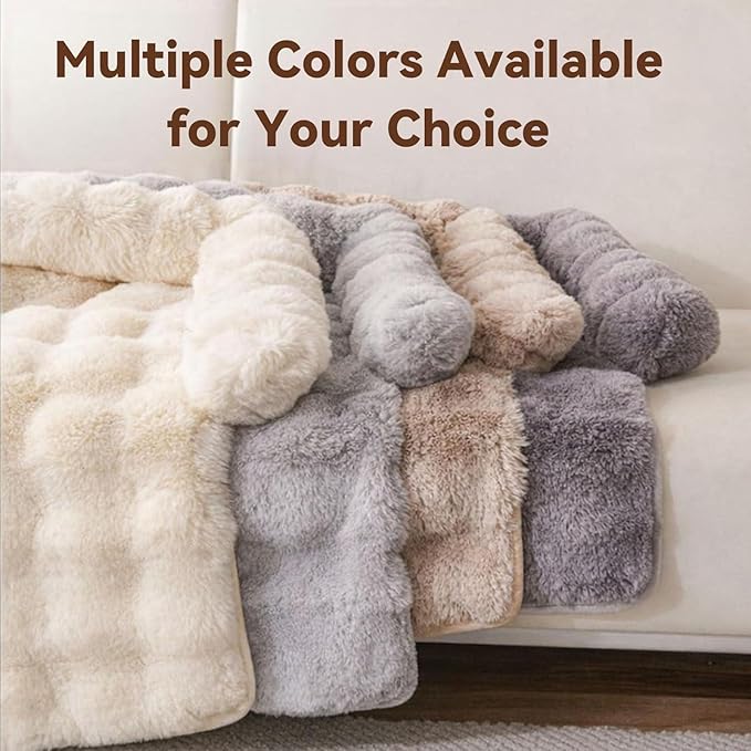 Dream Cloud Pet Sofa Bed, Dream Cloud Pet Sofa Bed Cover, Cozy Rabbit-Velvet Non-Slip Washable Fluffy Plush Pet Mat for Furniture Protection, Soft Couch Bed for Dogs & Cats (Brown, 80X80 CM)