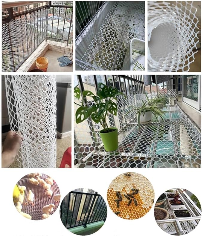 Plastic Wire Mesh Fence, Fencing Chicken Wire Fence with 1.8cm/0.7in Mesh Holes, for Pet Fencing Garden Balcony Grass Protection Farm Crafts(Size:Mesh 0.7in-3.3ft Wx33ft L,Color:White)