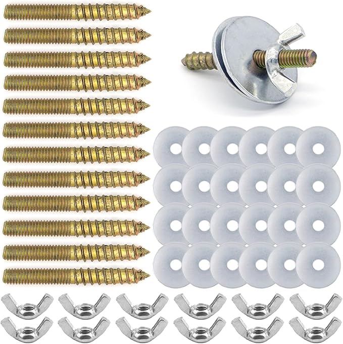 12 Sets Bird Cage Screws Bird Perch Stand Platform Accessories 24 Washers 12 Screws 12 Wing Nuts Hardware for Fixing Bird Playground Perch Food Bowls Feeder Breeding Box