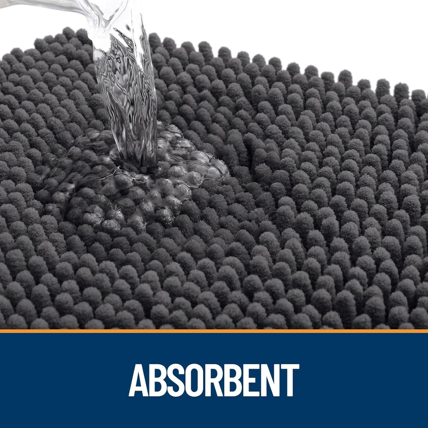 OLANLY Door Mat for Muddy Dog Paws 59x24, Ultra Absorbent Chenille Mud Doormat with Paw Print Design, Non-Slip Washable Doormat for Indoor Entryway, Quick-Dry Pet Bed Mats for Dirty Dogs, Dark Grey