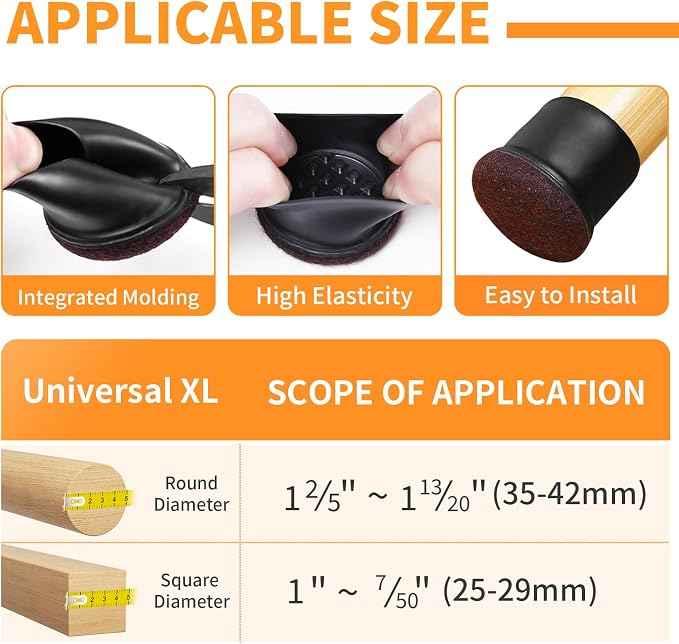 Ezprotekt 24 Pcs Extra Large Chair Leg Floor Protectors