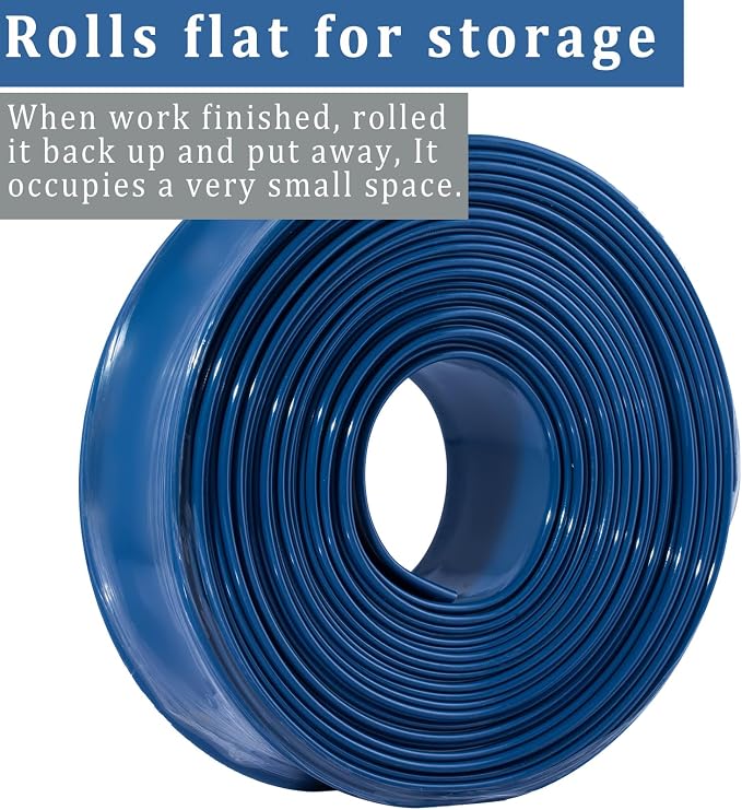 Pool Backwash Hose 1 1/2 inch × 25 ft Thicken Blue Water Discharge Pipe Lay