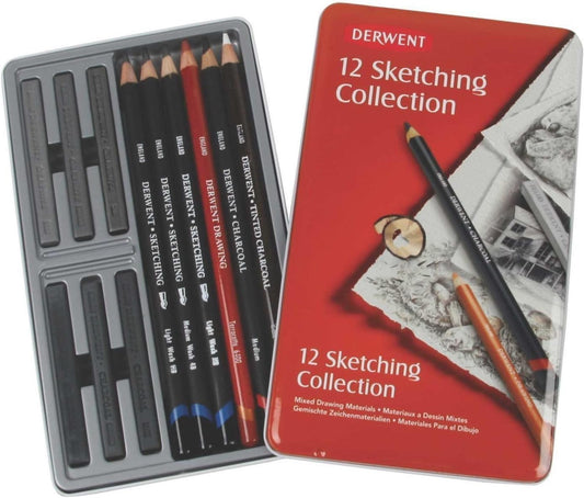Derwent Sketching Collection, Metal Tin, 12 Count (34305)