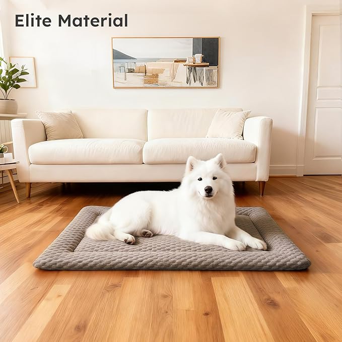 Dog Bed Mat, Dual-Sided Dog Crate Bed Mat - Ultra Soft & Machine Washable Kennel Pad for Medium Dogs, All-Season Comfort Pet Bed for Crates, Travel, and Home, Light Brown, 30 x 18 Inch