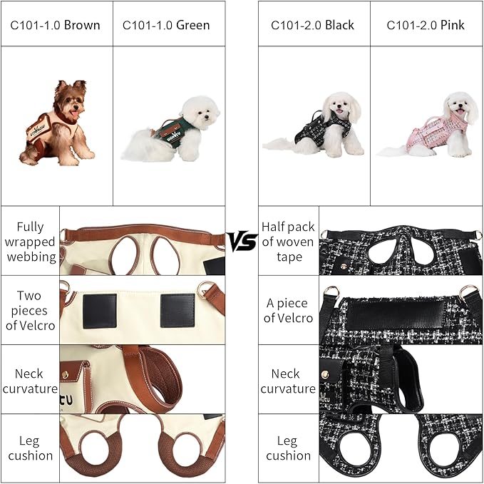 Dog Lift Harness Dog Carrier Dog VES Harness Adjustable Dog Leash with Small Puppy Treat Bag（Pink,L）