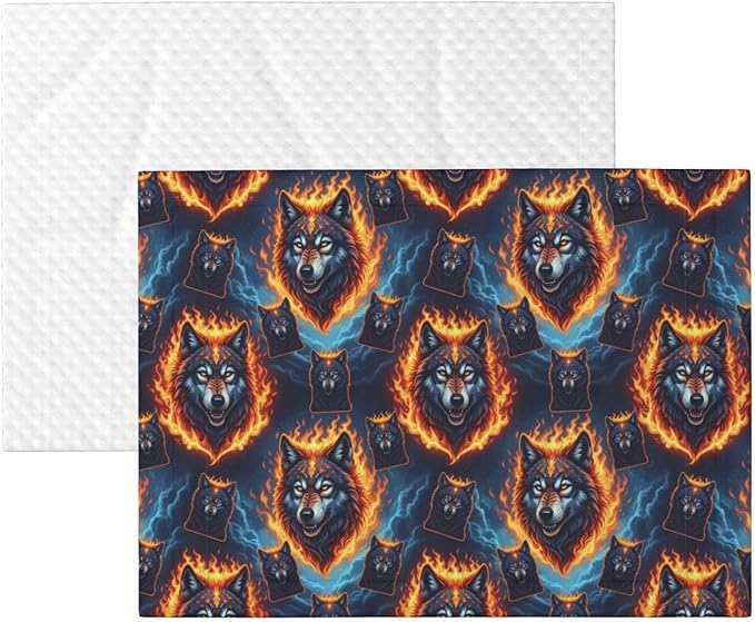 Pet Blanket for Couches and Beds, Wolf with Flame, Reversible Double Sided Plush Design with Soft Bumpy Texture and Smooth Surface, Furniture Protector