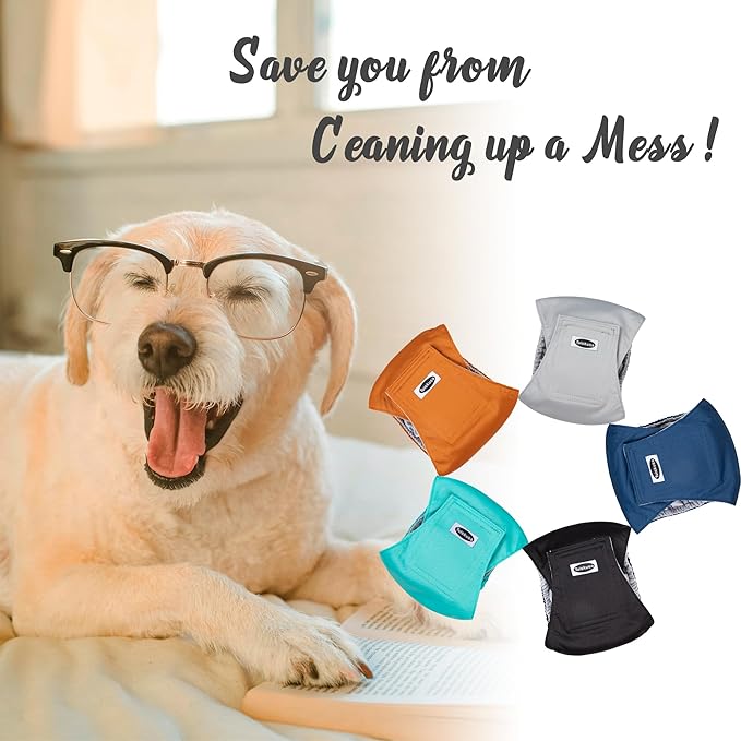 Male Dog Diapers, High Absorbing Dog Belly Bands for Male Dogs, Washable Reusable Dog Male Wraps(5 Pack)
