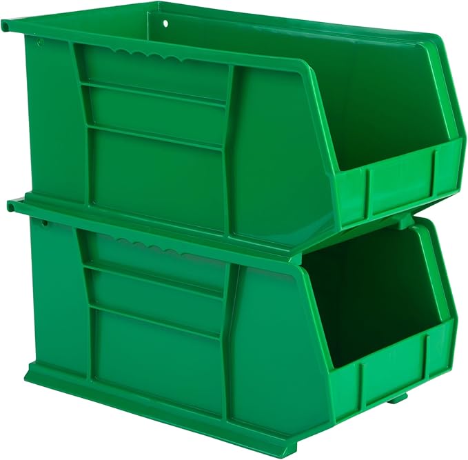Hudson Exchange 15" x 8" x 7" Plastic Stackable Storage Bin and Hanging Container (Green, 1 Pack)
