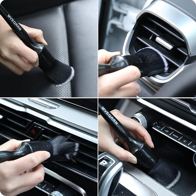 6pcs Car Detailing Brush Set-2pcs Boars Hair Car Detailing Brushes, Leather