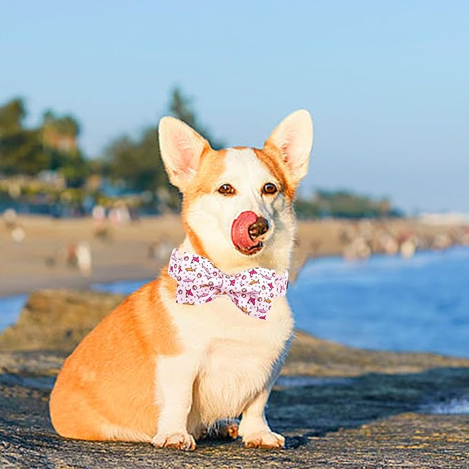 Lionheart glory Dog Collar Shark Print Dog Bow Collar Pink Dog Collar Male or Female Summer Spring Collars with Bowtie Pet Gift Durable Adjustable Soft Dog Collar for Large Dogs