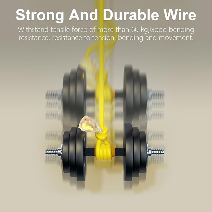 HUANCHAIN 10 ft 14/3 Gauge Heavy Duty Outdoor Extension Cord Waterproof with Lighted, Flexible Cold Weather 3 Prong Electric Cord Outside, 15A 1875W 125V 14AWG SJTW, Yellow, ETL Listed