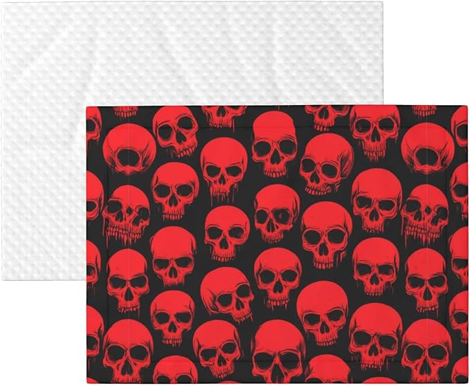Double Sided Plush Pet Blanket with Cozy Dot Texture and Smooth Reverse, Red Blood Vintage Skull, Reversible Throw for Dogs Cats on Couches Beds Crates