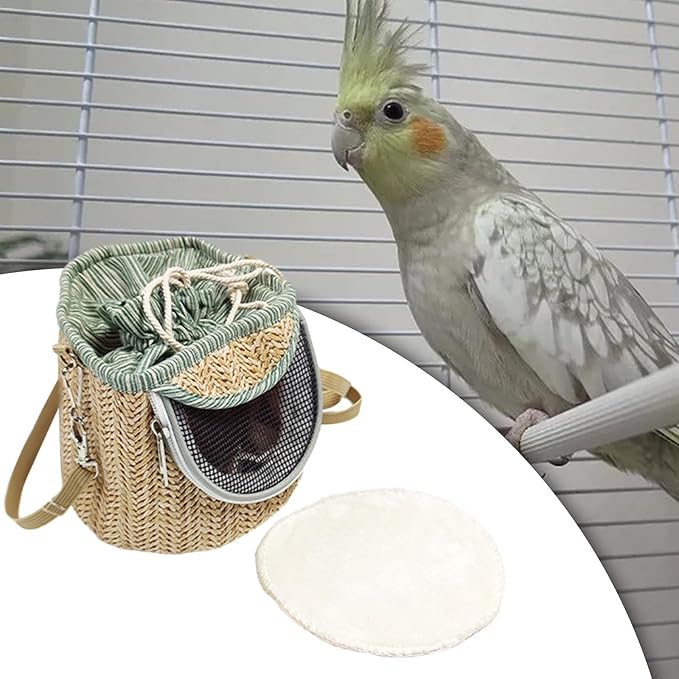 Bird Carrier Bag Shoulder Bag Cage Portable Cage Travel Bag Outdoor Parrot Bag Crossbody for Parakeets Small Birds Lovebirds, Light Green