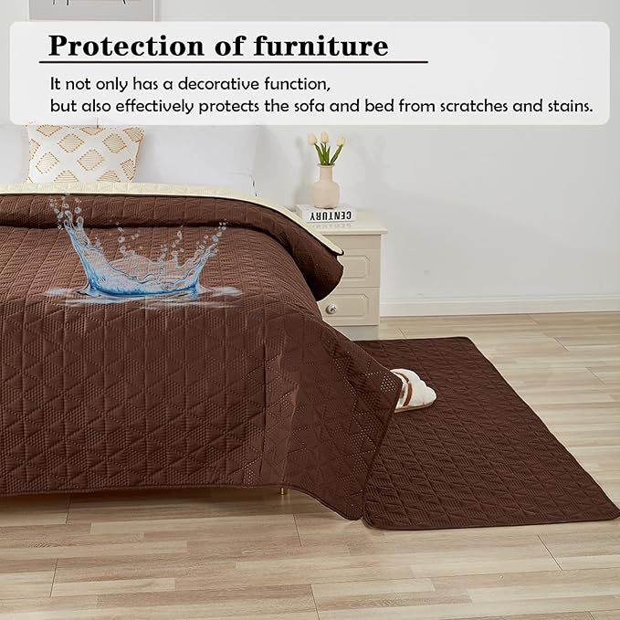 Waterproof Dog Bed Cover Pet Blanket, Soft Pet Couch Covers for Sofa Washable, Bed Couch Sofa Furniture Protector for Puppy Cat Kids (Brown,100 * 127 CM)