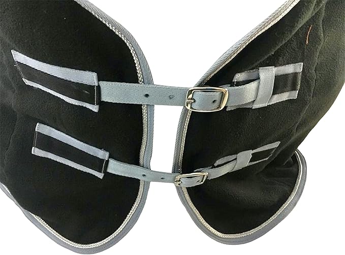 Majestic Ally Anti Pill Fleece Horse Blanket/Sheet with Silver Braided Rope (Black, 76)