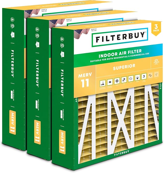Filterbuy 17.5x21x5 Air Filter MERV 11 Superior Pet & Allergy Defense,