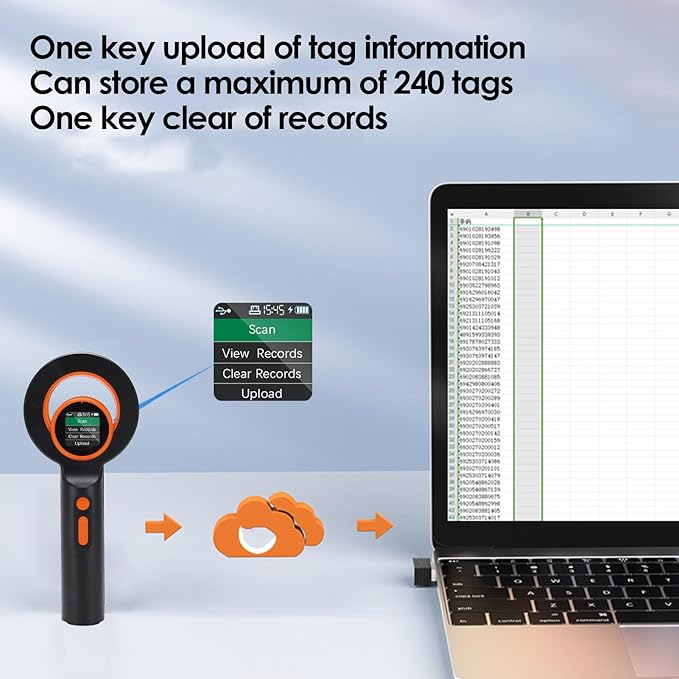 Fafeicy Pet Chip Reader, EMID FDX B ISO11784 85 Scanner with 2.4G BT USB Connectivity, for Animal Marker and Glass Digital Tag Detection up to 20cm