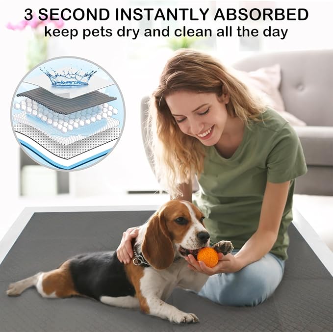 ELEGX Extra Large 28"x44" 30 Pcs Odor-Control Super Absorbency Charcoal Pee Pads for Dogs,Leak-Proof Pet Training Pee Pads,Thicken Disposable Potty Pads Puppy Training Pads for Cats Rabbits