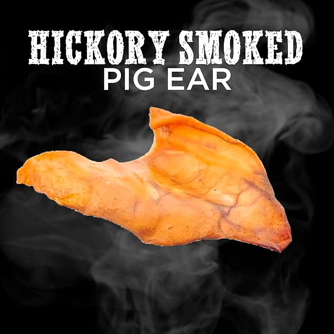 Best Bully Sticks Hickory Smoked Whole Pig Ears - 12 Count (Pack of 1) - No Additives, 100% Pork, Great for Small or Large Breeds
