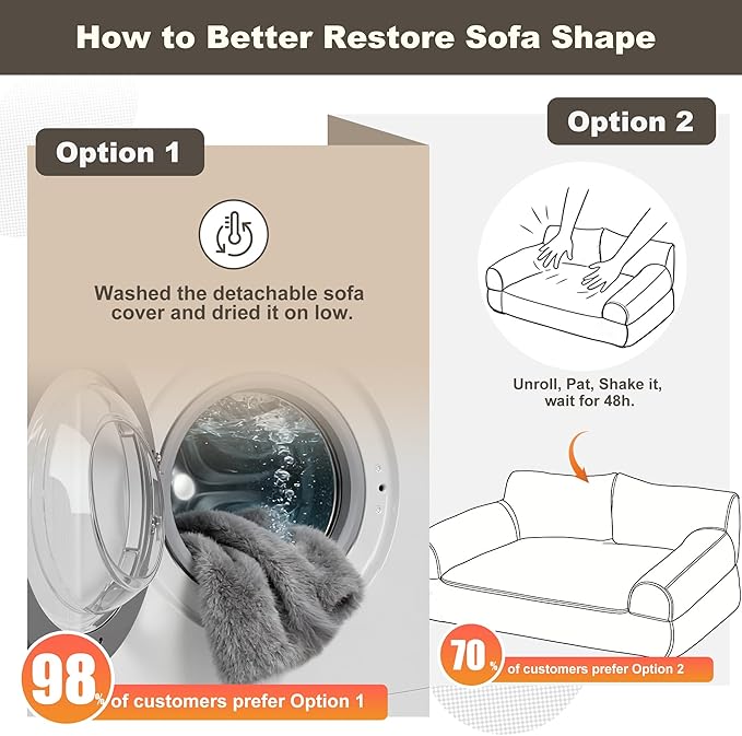 Plush Cat Couch Bed - Cat Bed for Indoor Cats, Dog Sofa Bed, Short Rabbit Fleece Calming Pet Couch with Removable Cover, Anti-Shedding Pet Sofa for Small/Medium Pets (26×18×12in, Brown)