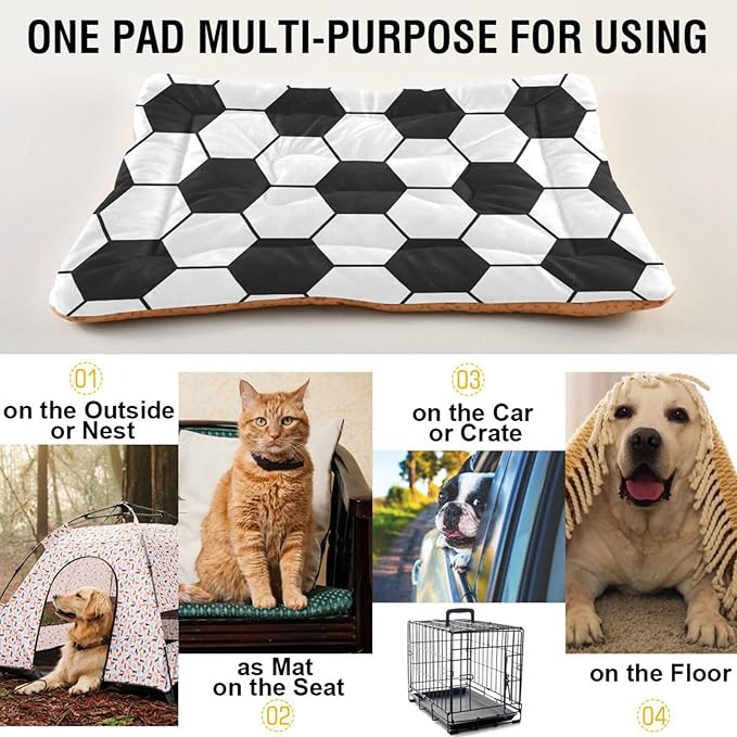 Soccer Football Pet Bed Cute Dog Bed Mat Absorbing Non Slip Pad Pet Sleeping Mat for Small, Medium, and Large Dogs Puppy Cat 24 in x 18 in