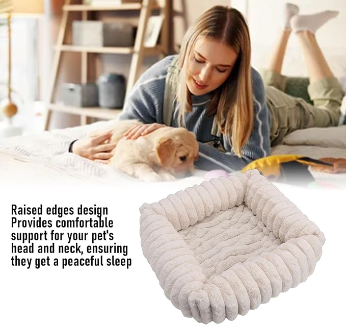 Cat Bed, Warm & Comfortable Dog Bed with Anti Slip Base & Removable Cover, Washable, Raised Support Edge Design, Soft Pet Furniture, Ideal for Cats, Dogs, Other Pets