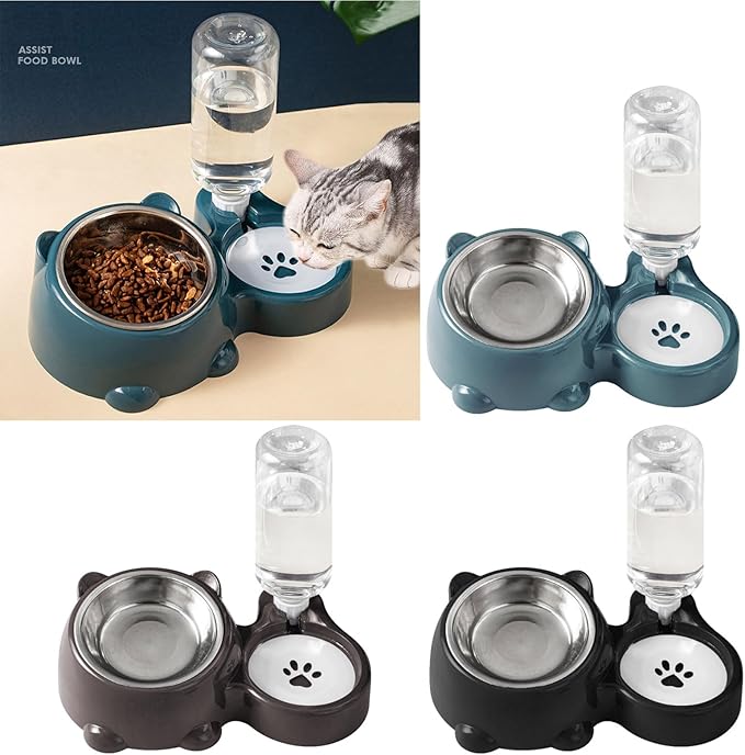 Pet Feeders and Water Dispenser,Removable Stainless Steel Bowl and Automatic Water Dispenser,Pet Feeder and Waterer,for Cats&Dogs